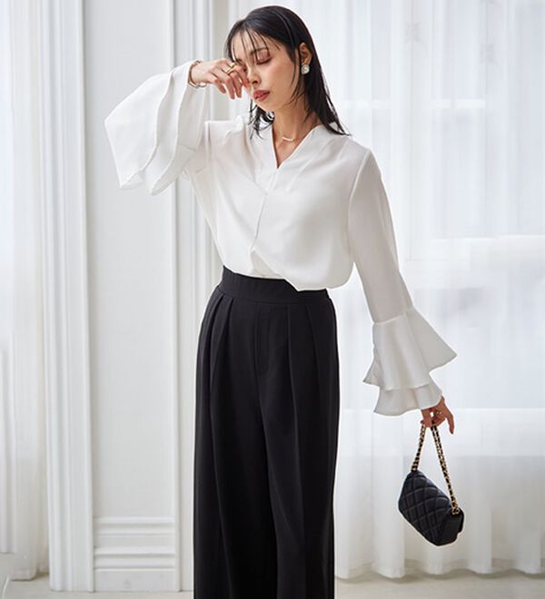 RANAN（ラナン）の「袖ペプラムデザイントップスセットアップ（セットアップ）」｜詳細画像