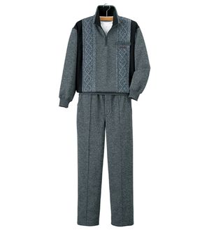 「上品さにこだわる紳士の杢調ホームスーツ（メンズルームウェア）」｜グレー