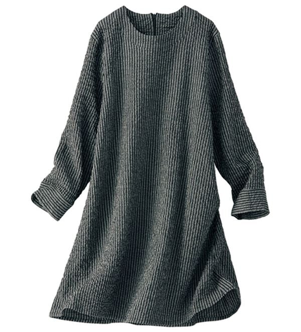 BELLUNA（ベルーナ）の「サッカー調素材ストライプベストアンサンブル（チュニックワンピース）」｜詳細画像