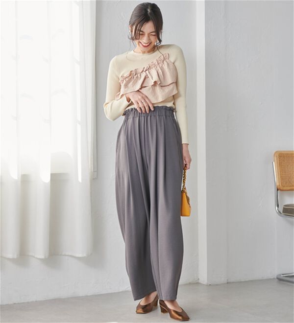 RANAN（ラナン）の「ひんやり！リラックスタックワイドパンツ（ワイドパンツ・ガウチョ）」｜詳細画像