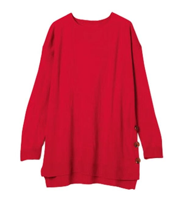 RANAN（ラナン）の「サイドボタン使いゆったりニットチュニック（チュニック）」｜詳細画像