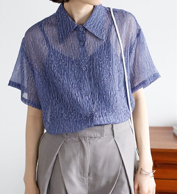 GeeRA（ジーラ）の「ニュアンスワッシャーシアーシャツ（シャツ）」｜ネイビー
