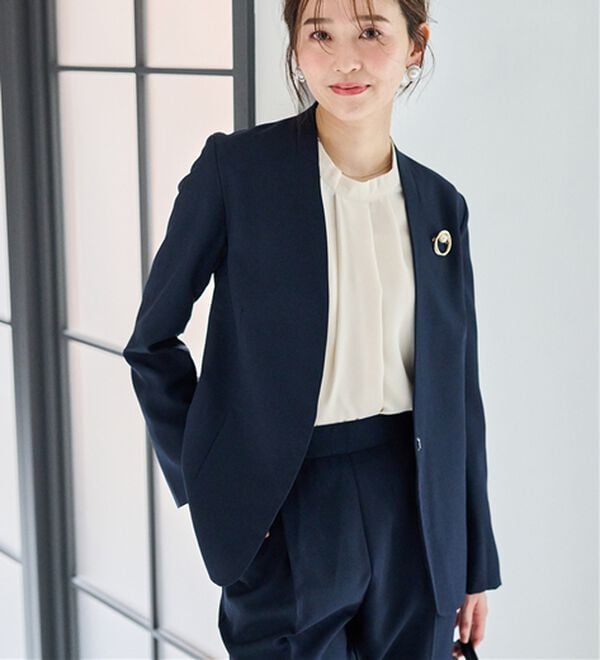 RANAN（ラナン）の「【選べる衿】洗える！春夏ロングシーズン着用可能ベーシック２点ライトスーツ（パンツスーツ）」｜詳細画像