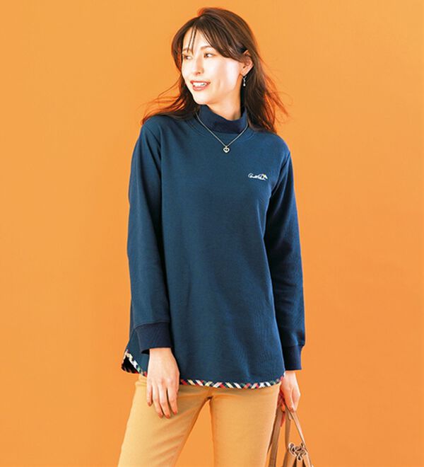 「＜ＡＰ＞首元かわいいワッフルトレーナー（トレーナー・スウェット）」｜ネイビー