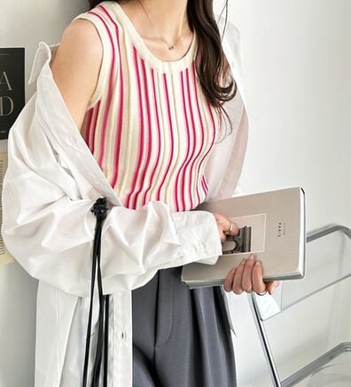 GeeRA（ジーラ）の「マルチストライプニットタンクトップ（タンクトップ・キャミソール）」