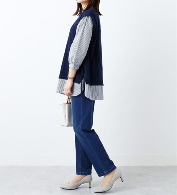 BELLUNA（ベルーナ）の「サイドリボン使いシャツフェイクチュニック（チュニック）」｜詳細画像