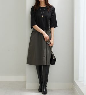 BELLUNA（ベルーナ）の「異素材切替ボタン使い配色ワンピース（その他ワンピース）」｜詳細画像