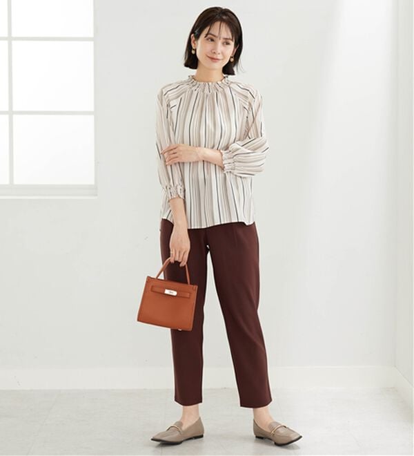 BELLUNA（ベルーナ）の「ジョーゼット裏スムーステーパードパンツ（テーパードパンツ）」｜詳細画像