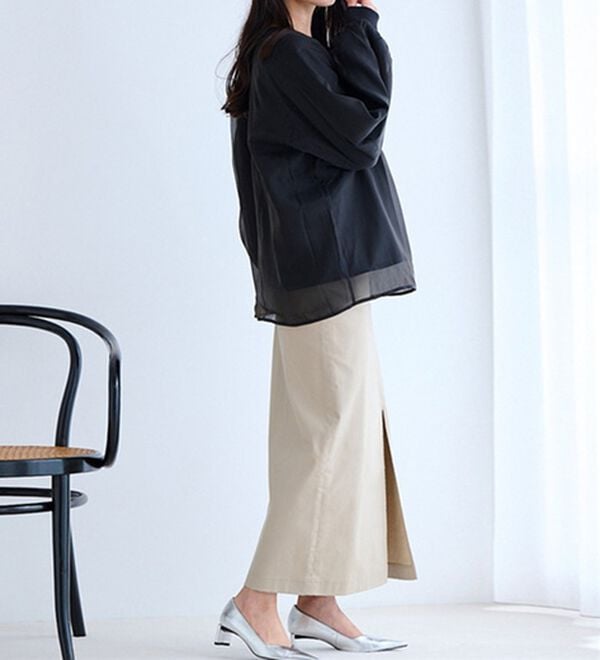 RANAN（ラナン）の「裏起毛シアー素材レイヤードスウェット（カットソー）」｜詳細画像