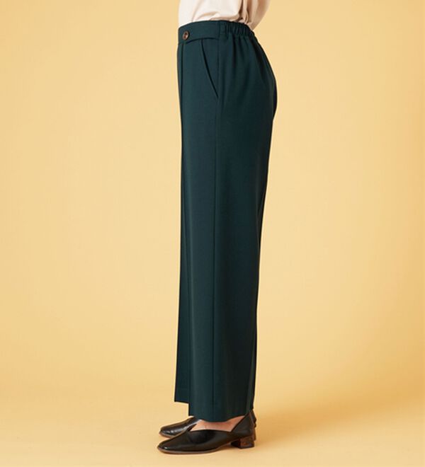 BELLUNA（ベルーナ）の「サマ見え（Ｗ）ストレッチ素材タブ使いワイドパンツ（ワイドパンツ・ガウチョ）」｜詳細画像