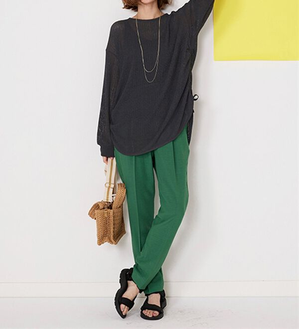 BELLUNA（ベルーナ）の「程よい透け感！メッシュ素材ドロスト使いチュニック（チュニック）」｜詳細画像