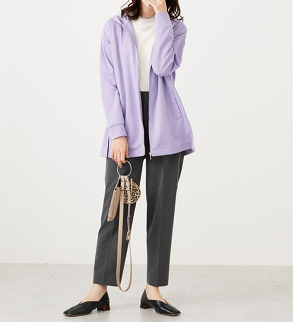 BELLUNA（ベルーナ）の「フードデザインとろみ素材ジップアップパーカー（パーカー）」｜詳細画像