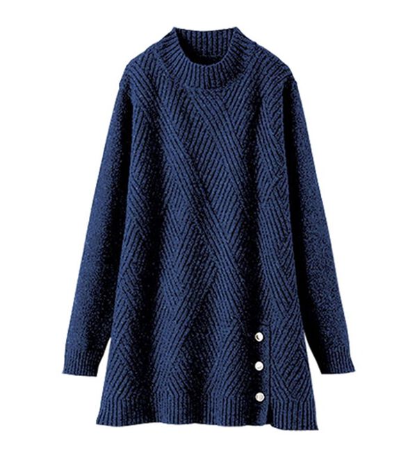 BELLUNA（ベルーナ）の「ミックス調ボタン使いニットチュニック（チュニック）」｜詳細画像