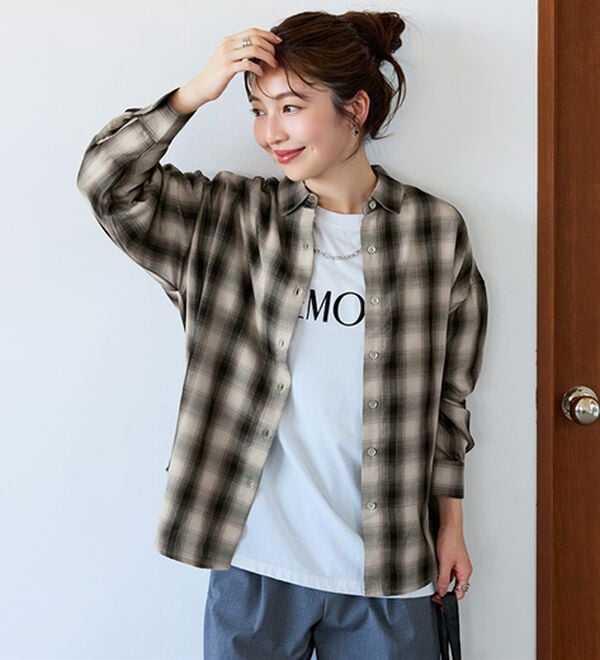 BELLUNA（ベルーナ）の「サラッと軽い！チェック柄シャツ（シャツ）」｜詳細画像