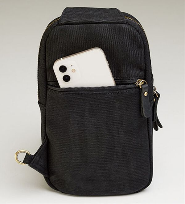 「＜モンテスピガ＞ワックスコットン&times;オイルレザーボディ（メンズボディバッグ・ウエストポーチ）」｜詳細画像