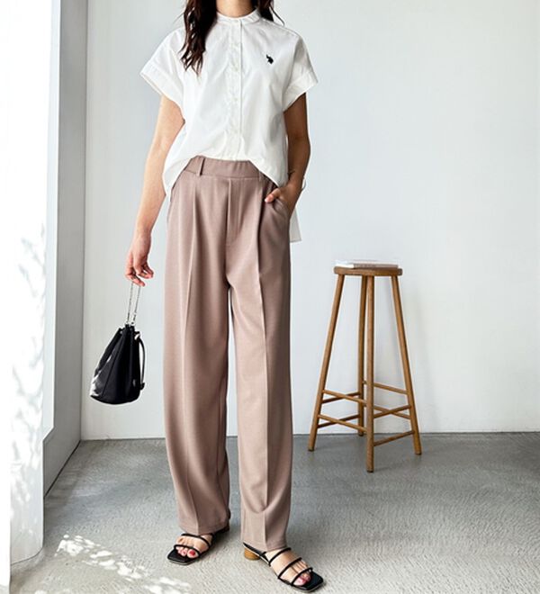 GeeRA（ジーラ）の「美脚魅せタックワイドスラックスパンツ（ワイドパンツ・ガウチョ）」｜詳細画像