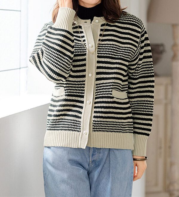 ルフラン（ルフラン）の「ジャケット見えカーディガン（ニットカーディガン）」｜アイボリー系