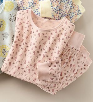 LAVIENNE（ラヴィエンヌ）の「肌にやさしい綿混のワッフルパジャマ（パジャマ・ルームウェア）」｜ボタニカルピンク