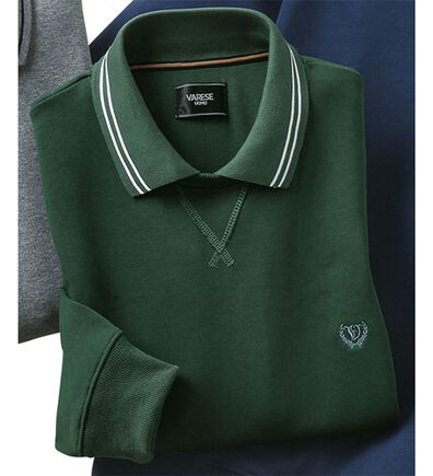 「重ね着いらずのポロ衿トレーナー（メンズトレーナー）」