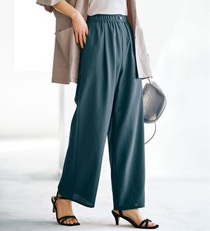 BELLUNA（ベルーナ）の「【快適Ｌａｂ．】驚きの軽さ！エアリードライワイドパンツ（ワイドパンツ・ガウチョ）」｜ブルーグリーン