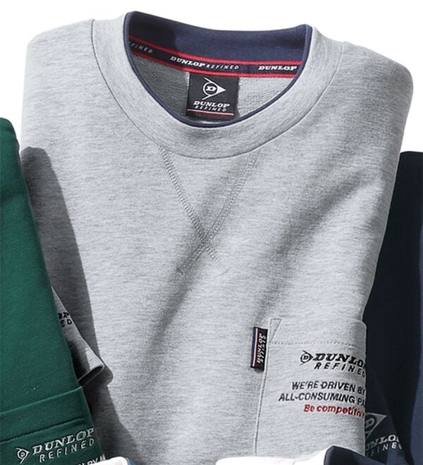 「＜ダンロップ・リファインド＞ゆったり７分袖ライトトレーナー（メンズトレーナー）」｜杢グレー