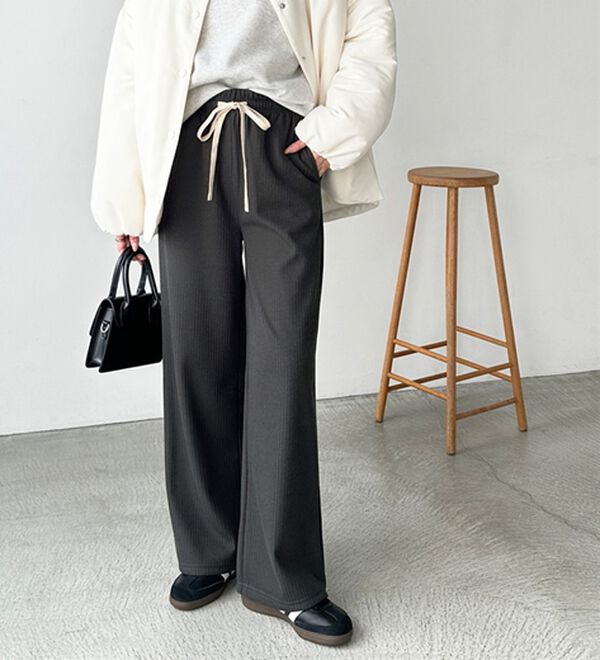 GeeRA（ジーラ）の「ふわふわあったか！裏起毛リブワイドパンツ（フルレングスパンツ）」｜詳細画像