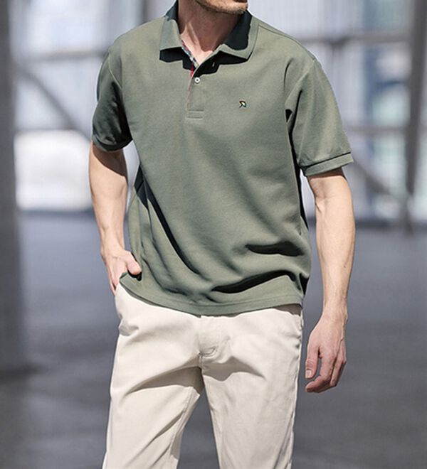 「＜アーノルド　パーマー＞ワンポイント刺しゅう鹿の子ポロシャツ（長袖・半袖）（メンズポロシャツ）」｜詳細画像