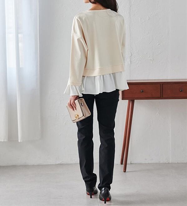 RANAN（ラナン）の「＜ＨＳ＞重ね着風配色フリルプルオーバー（カットソー）」｜詳細画像