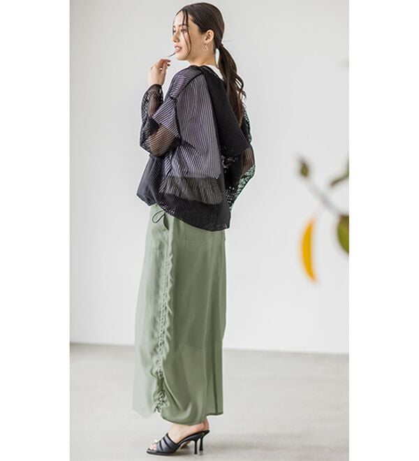 RANAN（ラナン）の「シアー素材ドロストカーゴスカート（ロングスカート）」｜詳細画像