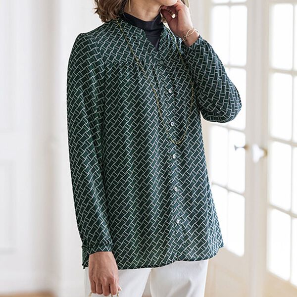 BELLUNA（ベルーナ）の「切替デザインプリントブラウス（チュニック）」｜詳細画像