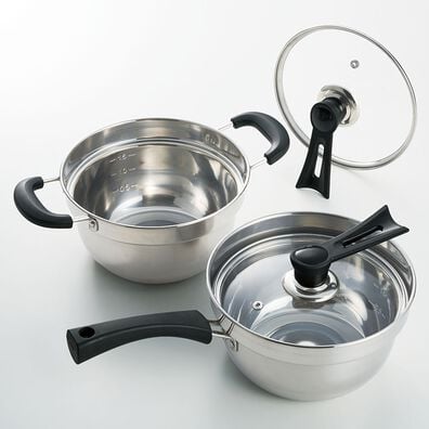 「ＩＨ対応ふきこぼれにくい両手鍋・片手鍋１８ｃｍ（調理器具）」