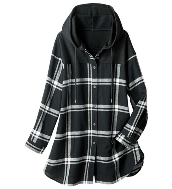 ルフラン（ルフラン）の「【２色組】ずっと活躍！異素材使いシャツパーカー（パーカー）」｜詳細画像