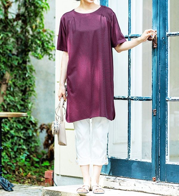 BELLUNA（ベルーナ）の「【接触冷感】かのこ素材タックデザインチュニックワンピース（その他ワンピース）」｜詳細画像