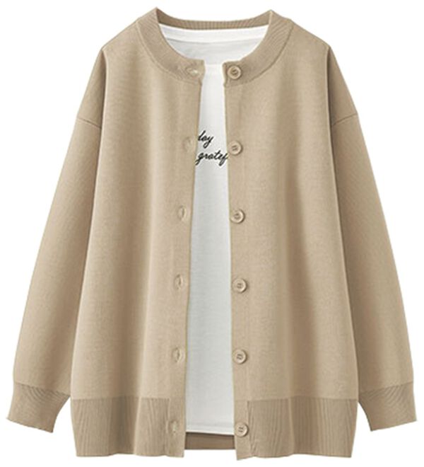 のん　 カーディガン ピンクロゴのセット セール】 ロゴ刺繍入りニットカーディガン （カーディガン