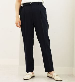 BELLUNA（ベルーナ）の「ダブルクロスベルト付テーパードパンツ（テーパードパンツ）」｜ネイビー