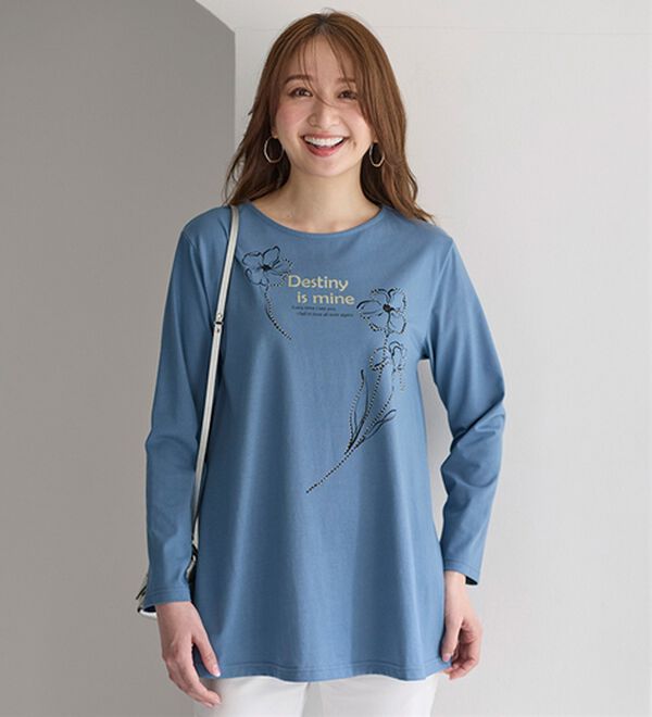 BELLUNA（ベルーナ）の「一枚で着映えるデコラＴ（長袖）（チュニック）」｜詳細画像