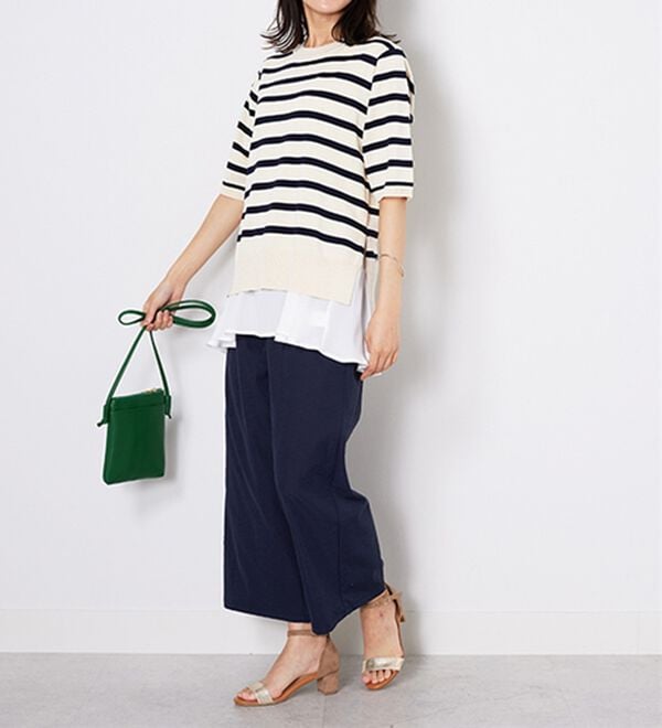 BELLUNA（ベルーナ）の「【2点セット】バックスリットボーダーニットアンサンブル（ニット・セーター）」｜詳細画像