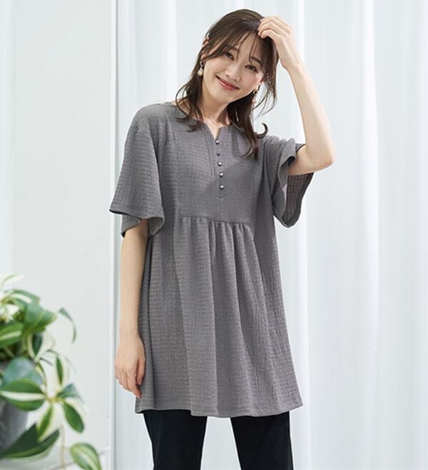 BELLUNA（ベルーナ）の「よく伸びてラク！ポコポコ着やせチュニック（チュニック）」｜詳細画像