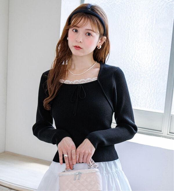 alotta（アロッタ）の「【Corie】ボレロレイヤード風ニットトップス（ニット・セーター）」｜詳細画像