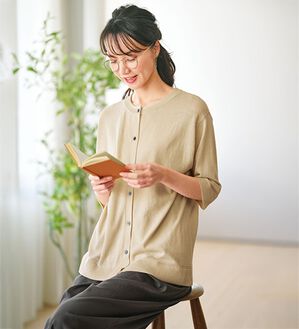 BELLUNA（ベルーナ）の「ヒンヤリ冷感！洗える５分袖カーディガン（ニットカーディガン）」｜アイボリー