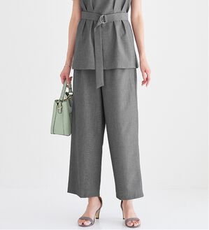 alotta（アロッタ）の「選べる！きれいめ麻調セットアップ（セットアップ）」｜グレー／ワイドパンツ