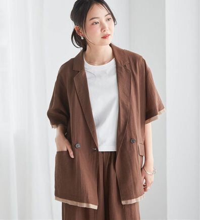 RANAN（ラナン）の「ハーフスリーブシアーシャツジャケット（テーラードジャケット）」