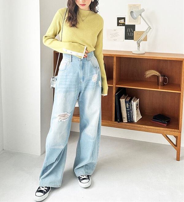 GeeRA（ジーラ）の「袖口ボタン配色ボートネックリブニット（ニット・セーター）」｜詳細画像