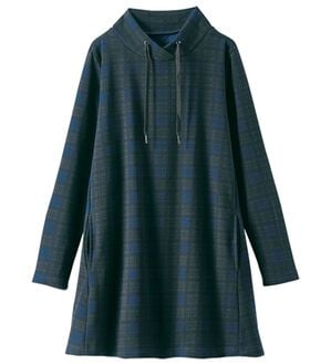 BELLUNA（ベルーナ）の「まるで着る毛布！静電防止付裏ファーフード風チュニック（チュニック）」｜ブラックウォッチ