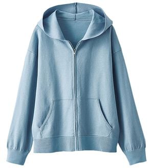 BELLUNA（ベルーナ）の「上品ニット大人顔ジップパーカー（パーカー）」｜サックス