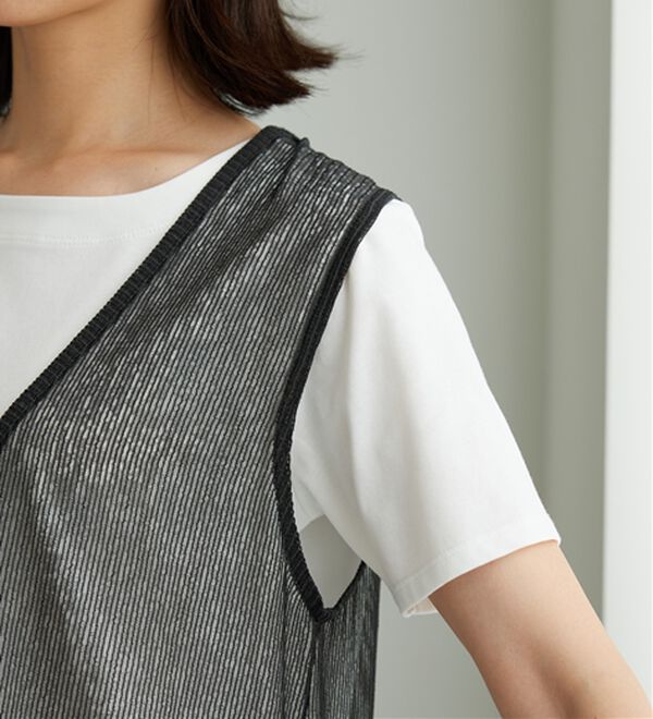 BELLUNA（ベルーナ）の「【2点セット】シアーストライプ素材ジレアンサンブル（アンサンブル）」｜詳細画像