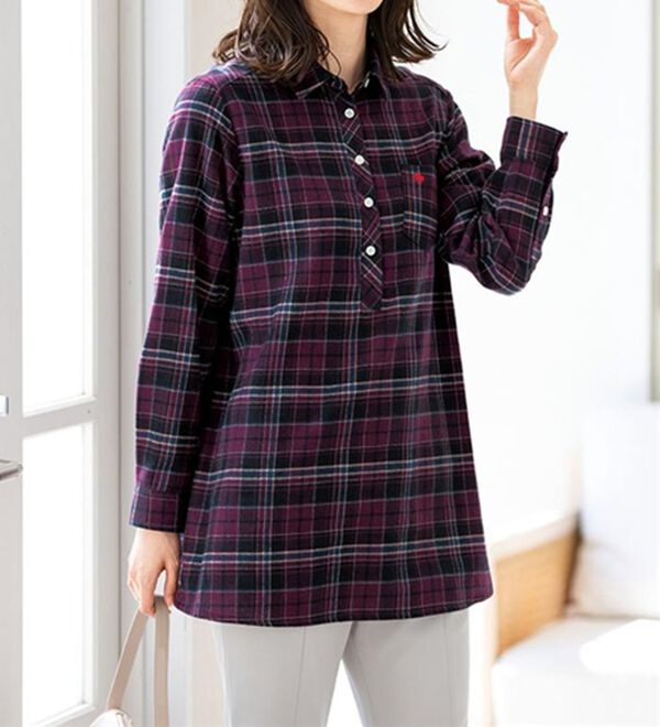 ルフラン（ルフラン）の「【２色組】【ＰＯＬＯ　ＢＣＳ】柔らかネル素材ブラウス（ブラウス）」｜詳細画像