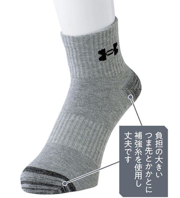 「【６足組】＜アンダーアーマー＞スポーティ切替デザインソックス（メンズ靴下・タイツ）」｜詳細画像