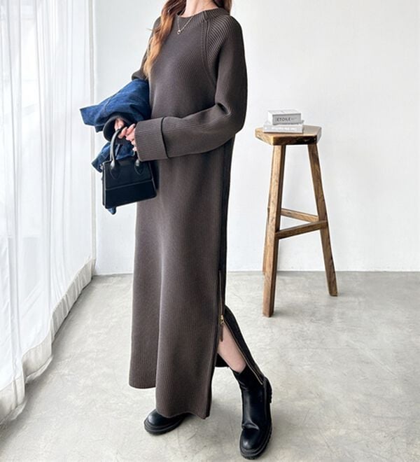 GeeRA（ジーラ）の「裾ファスナースリットニットワンピース（ニットワンピース）」｜詳細画像