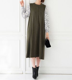 BELLUNA（ベルーナ）の「袖切替デザインハイネックワンピース（その他ワンピース）」｜カーキ系